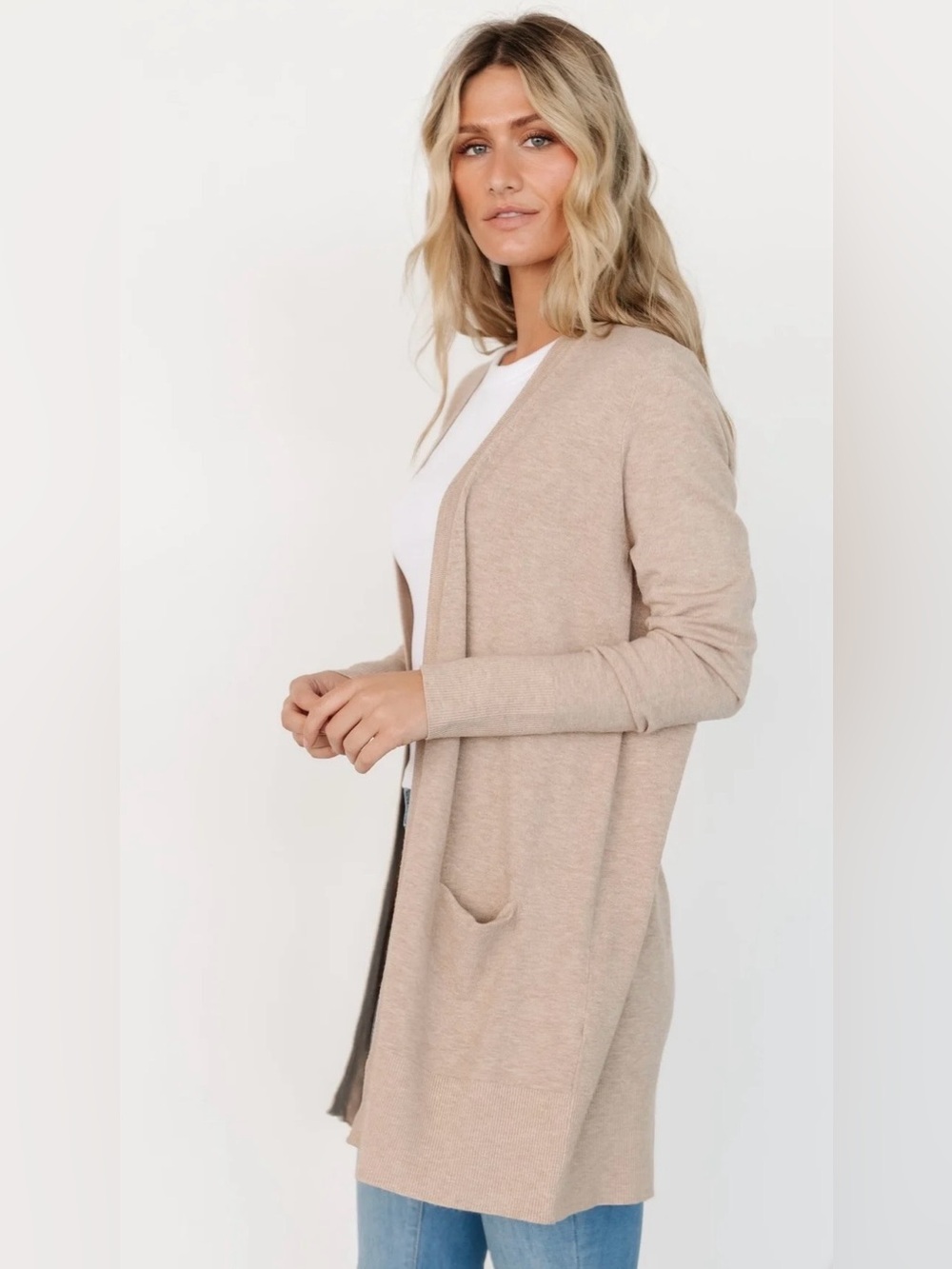 Baltic Born Edison Oatmeal Longline Open Front Cardigan Sweater 3XL Neutral NWT - Picture 2 of 11